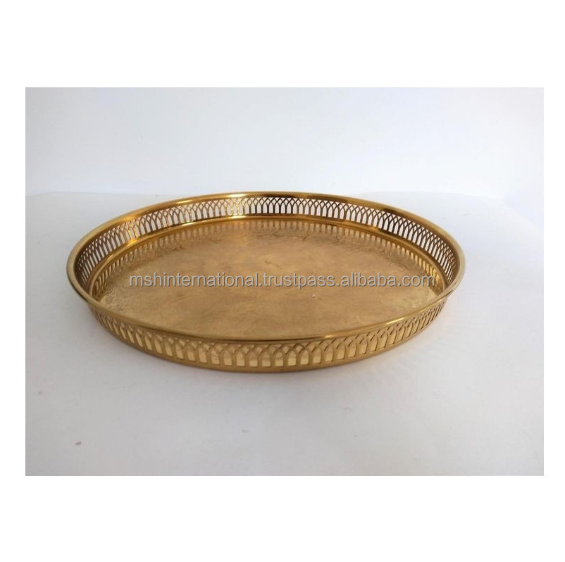 Luxury Stainless Steel Round Serving Tray Gold Plate High End Wedding Serving Plate And Banquet Tray