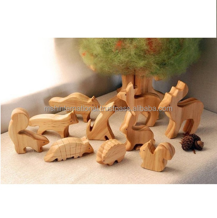 Wooden dinosaur elephants zirab cocodial loin and other animal set toys wooden figures children's puzzle hildren