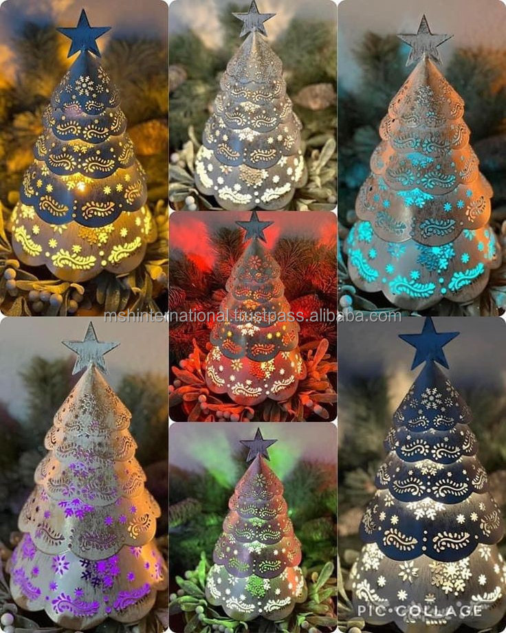 tree christmas candle trim Design Metal Tea Light Holder Antilope Tree Design 3 Tea lights Candle Holder for Home Decor