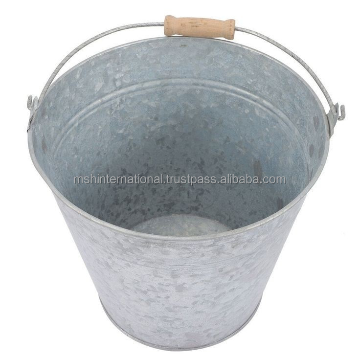 ot sale Custom Logo Round Galvanized Tin Buckets 5L Ice Buckets With Handle For Wine Party