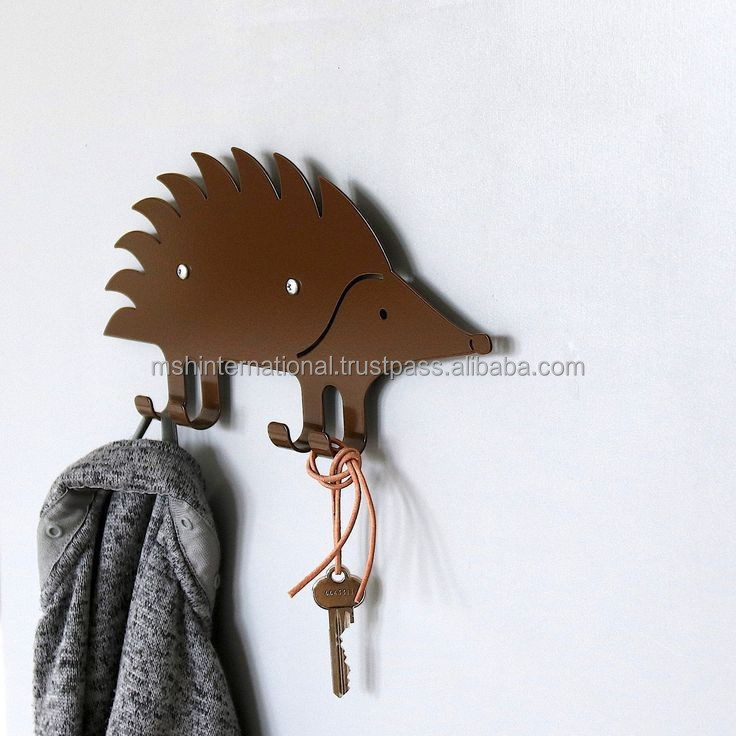 Bear Key Hook Wall Mounted Decoration - Animal Coat Rack Key Holder for Hat Towe Purse Robe and Dog Leashes Black