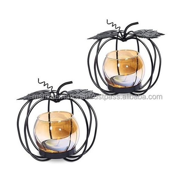 Pumkin style carousel spinning metal tealight candle holder for home table decoration