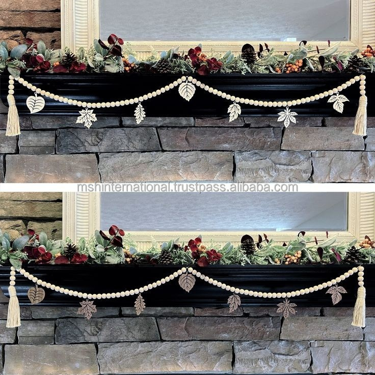 snowflake leaf pumking wood garland dark wood  Home decorations Metal Christmas  Leaf garland of wedding decorations