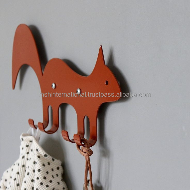 Key Hook Wall Mounted Decoration - Animal Coat Rack Key Holder for Hat Towe Purse Robe and Dog Leashes Black