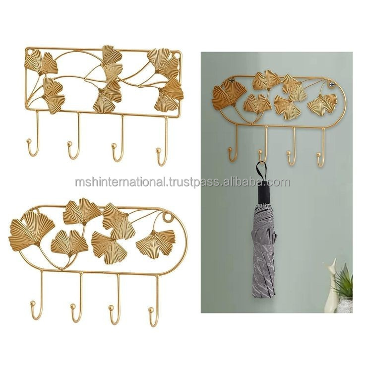 Lovely Stars Textures Coat Hooks Wall Mounted Hanger Rack With 4 White Hooks For Kids' Room