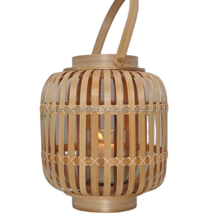 Home Decor Floor Lamp Woven Natural Bamboo Candle Shape Other Lanterns Jars Hollow Candle Holder 2 buyers