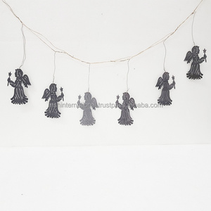 garland of christmas of angels outdoor and indoor home and craft antiq irom black color and  Newest Metal Frame PVC Garland Arti