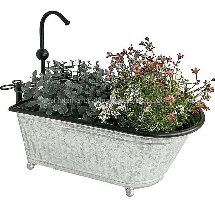 Factory Direct Price For Plant Galvanized Sheet bath tub Planter Stand Flower Pots & Planters