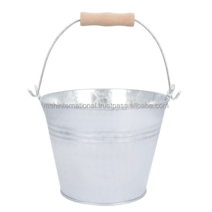 ot sale Custom Logo Round Galvanized Tin Buckets 5L Ice Buckets With Handle For Wine Party