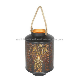 Metal Lantern with Candles Vintage Decorative Candle Holder Lantern for Indoor Outdoor Table Party Wall