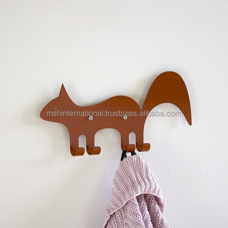 Key Hook Wall Mounted Decoration - Animal Coat Rack Key Holder for Hat Towe Purse Robe and Dog Leashes Black