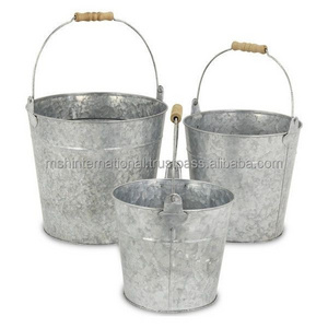 ot sale Custom Logo Round Galvanized Tin Buckets 5L Ice Buckets With Handle For Wine Party