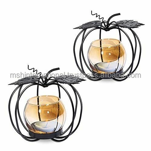 Pumkin style carousel spinning metal tealight candle holder for home table decoration