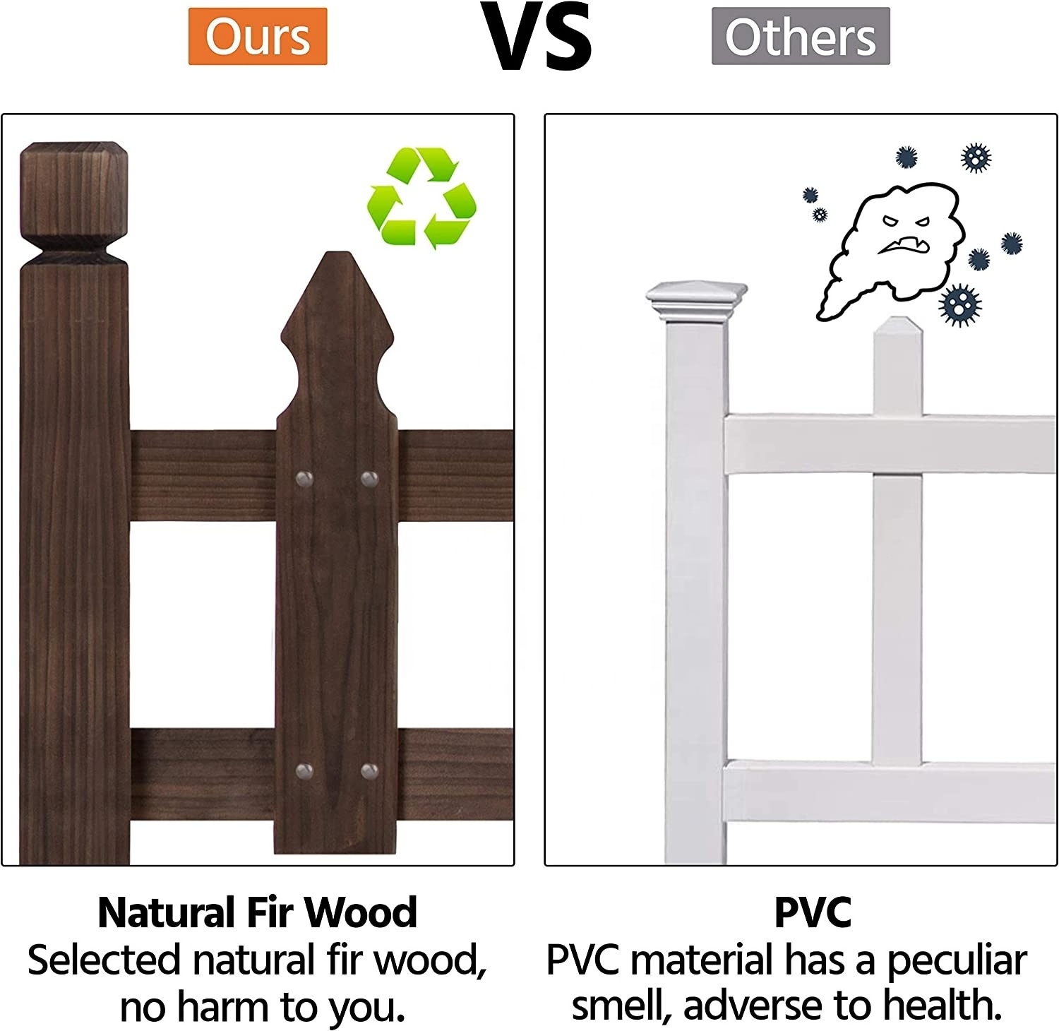 Wood Picket Small Garden Fence Panels Yard Border Edging Posts Flower Plants