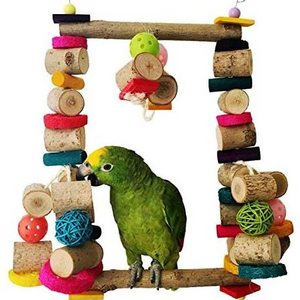 Colorful Wood Bird Parrot Stand Playground For Quail Chewing Swing Climbing Cage Toys