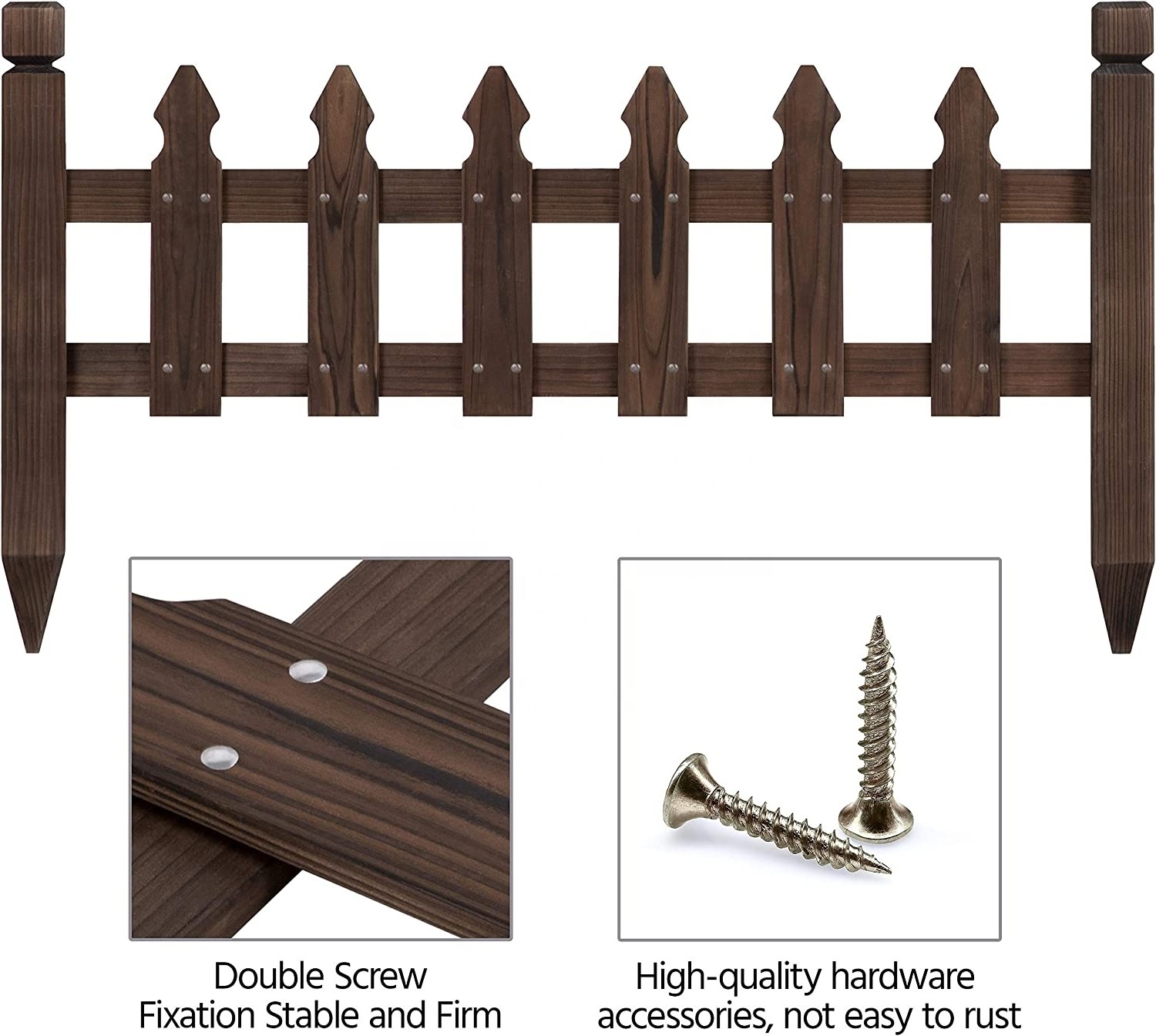 Wood Picket Small Garden Fence Panels Yard Border Edging Posts Flower Plants