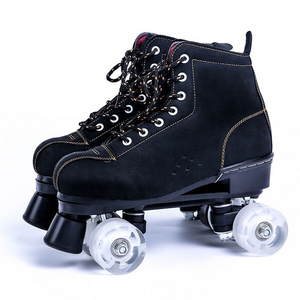 Leather Quad Roller Skates High Quality professional Patines Skating Ice Rink Rental Roller Skates