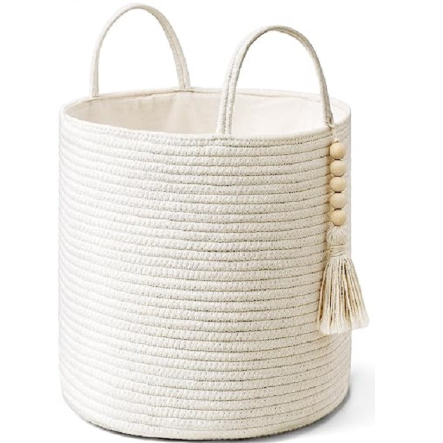 New Hot Selling Product Macrame Blue Basket Bathroom Laundry Cloth Storage Basket Home Essential Hanging Fruit Vegetables Basket