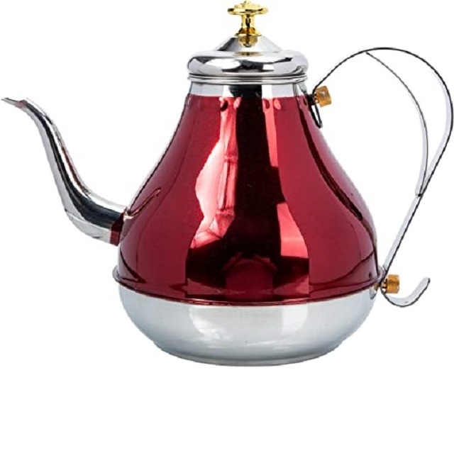 Stainless Steel Metal Turkish Tea Pot With Removable Infuse Coffee Tea Serving Pot For Kitchen Ware Wedding Gift Item