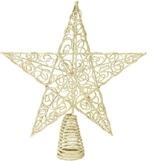 New Arrival Metal  Stars Christmas Tree Topper Decorating Star Glitter Snowflake With Crystal Wire For Christmas Ornament