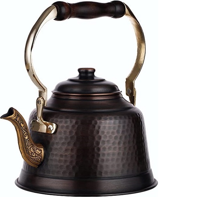 Customized Handmade Turkish Tea Kettle With Tray 4 Cup Set Pot Metal Home Party Decorative   Floral Serving Tea Coffee Pots