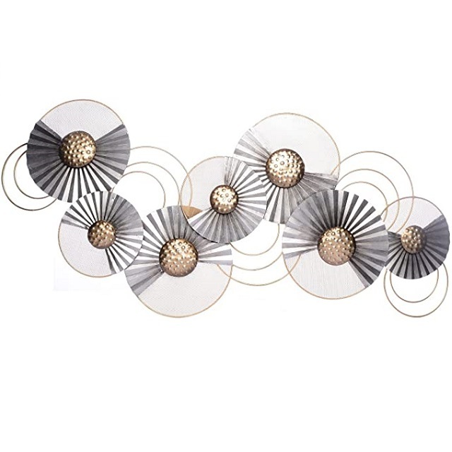 Own Design Metal Multi Circle Plates Mirror Wall Art Home Decorative Sculpture Center Hall  Art For Home Office Living Room Hall