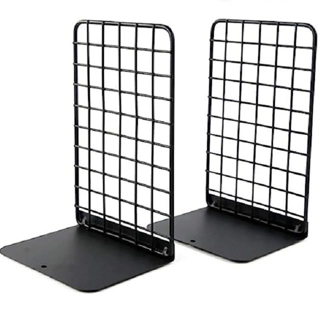 Best Quality Metal Wire Bookends in Cubic Designed With Black Finished Home Library Book Shelf Office Table Top Decorative Stand