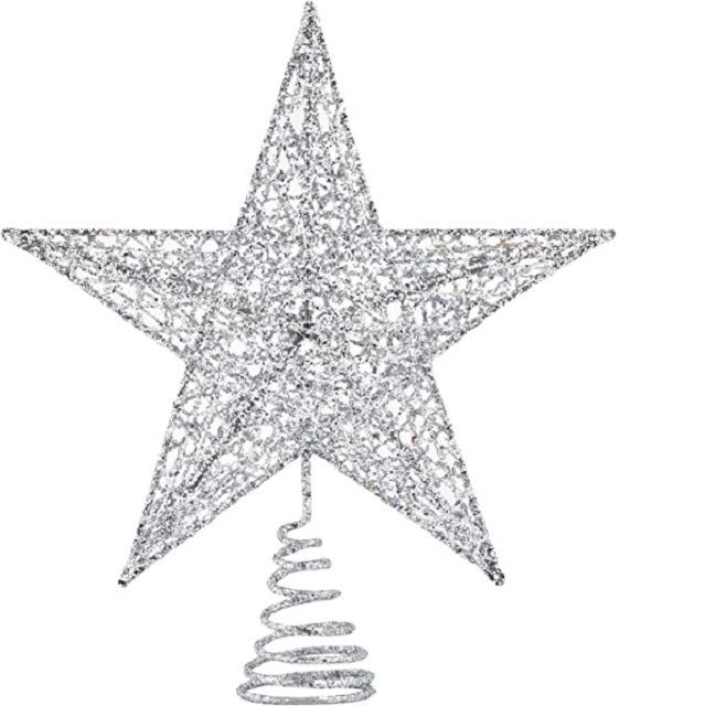 New Arrival Metal  Stars Christmas Tree Topper Decorating Star Glitter Snowflake With Crystal Wire For Christmas Ornament