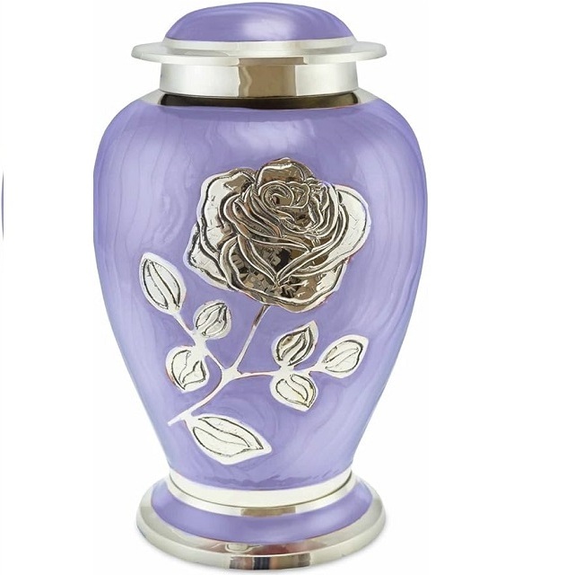 2023 Best Selling Product Metallic Urns With Flower Texture  Memorial Cremation  Urn  For  Adult Men Women  Ashes  Humans Ashes