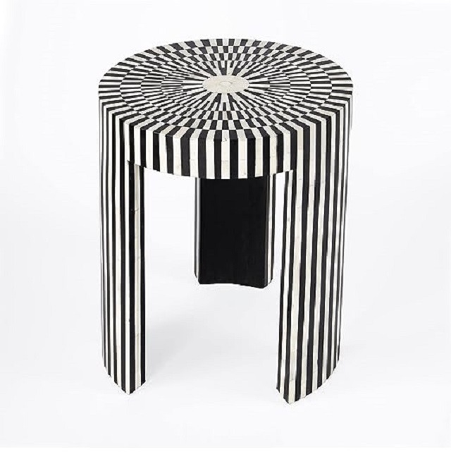 Best Quality Bone Inlay Coffee Table Black & White Stripe  Indoor Parties Living Room Decorative Table For Home