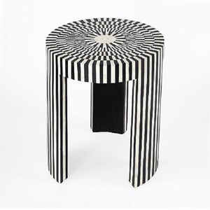 Best Quality Bone Inlay Coffee Table Black & White Stripe  Indoor Parties Living Room Decorative Table For Home