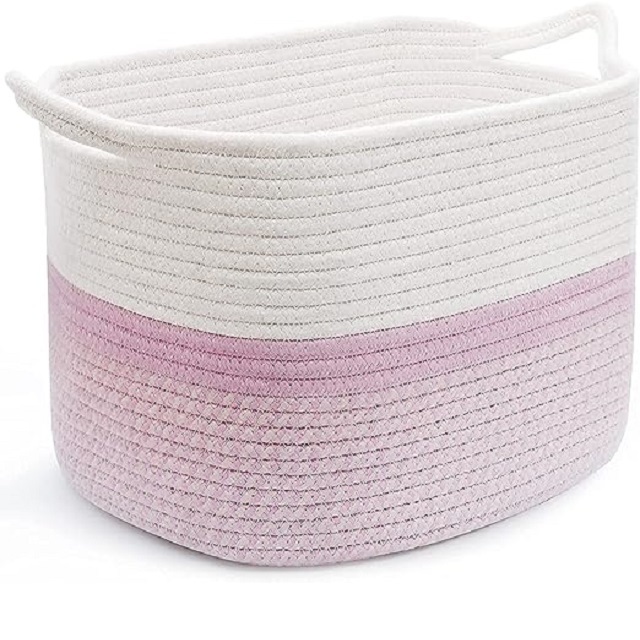 Best Quality Macrame Three Tier Basket in Pink Flower Plant Hanging Basket Kitchen Ware Product Fruit Storage Basket For Home