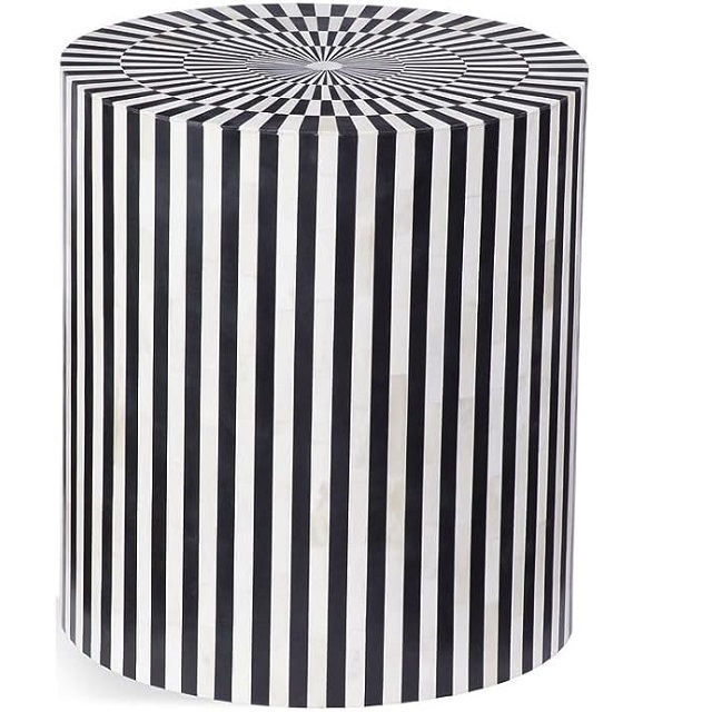 Customized Handmade Bone Inlay Handmade Coffee Table With Black White Stripe Indoor Parties Living Room Decorative Table