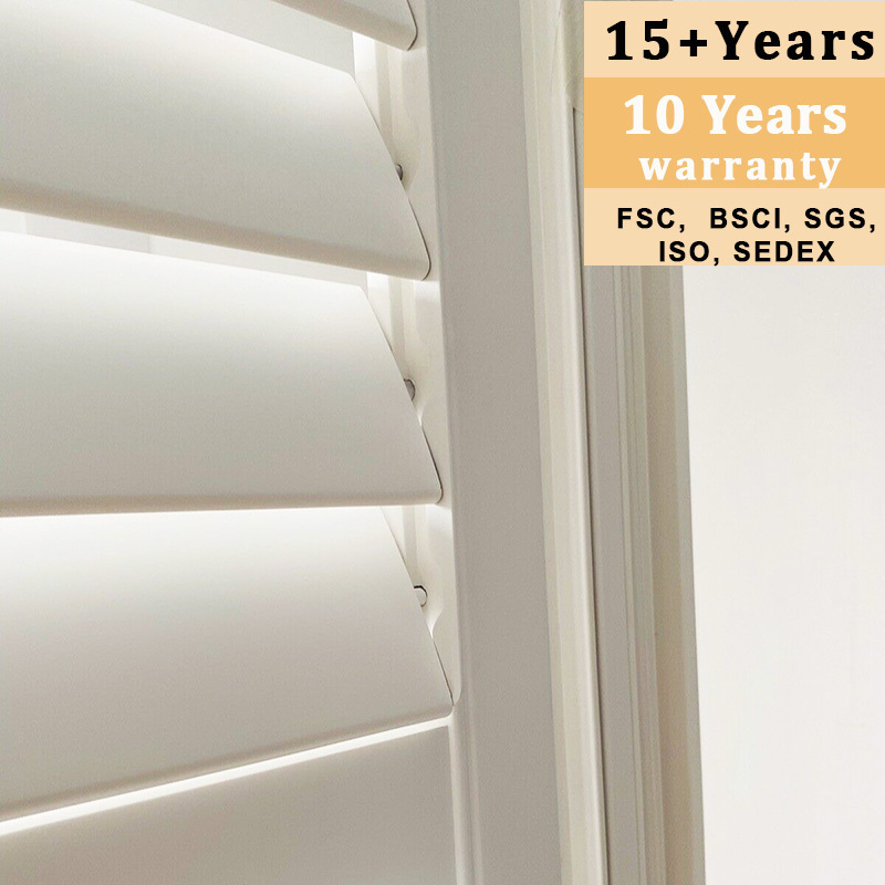 Top Quality Indoor Wooden Plantation Window Shutter and PVC Shutter with Different Styles Basswood Plantation Shutter