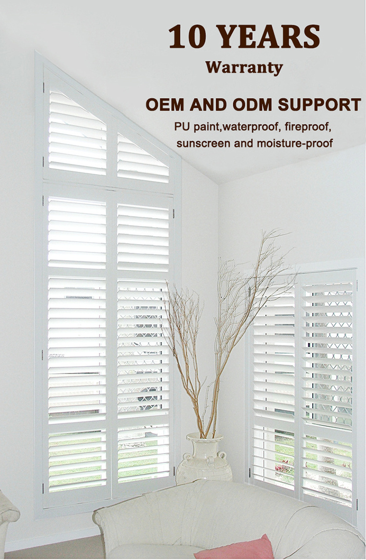 High quality plantation shutter hidden control arm wholesale plantation shutters white