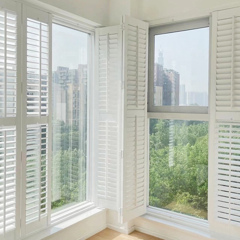 Wooden and PVC Plantation Shutters - Custom Made Window Blinds No Front Tilt Rod and Easy DIY Installation Interior