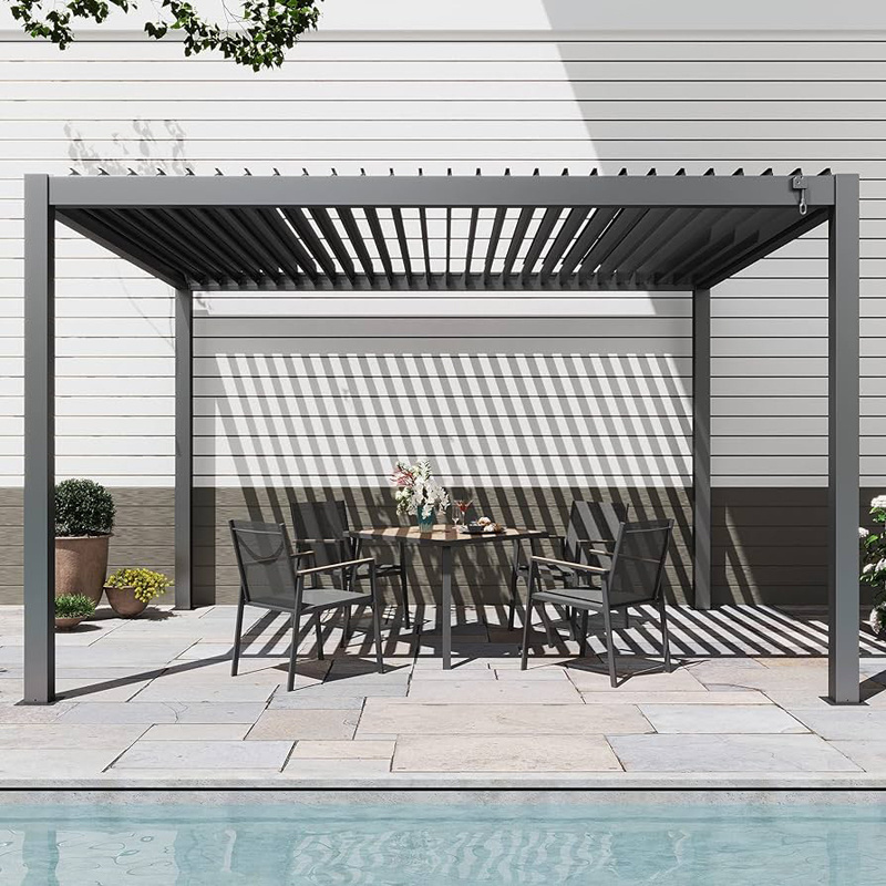 10x10 13x10 13x13 20x13 Ft Feet OEM aluminium pergola outdoor bioclimatic motorized louvered pergola electric outdoor pergola