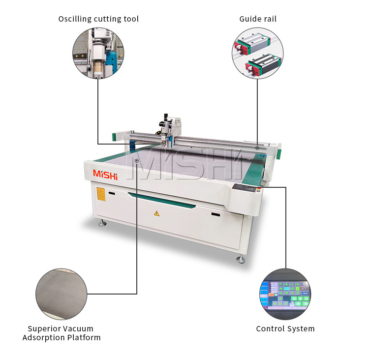 MISHI 1625 cnc digital round die cut fully automatic feeding oscillating knife Fabric cloth Protective Gown Cutting Machine