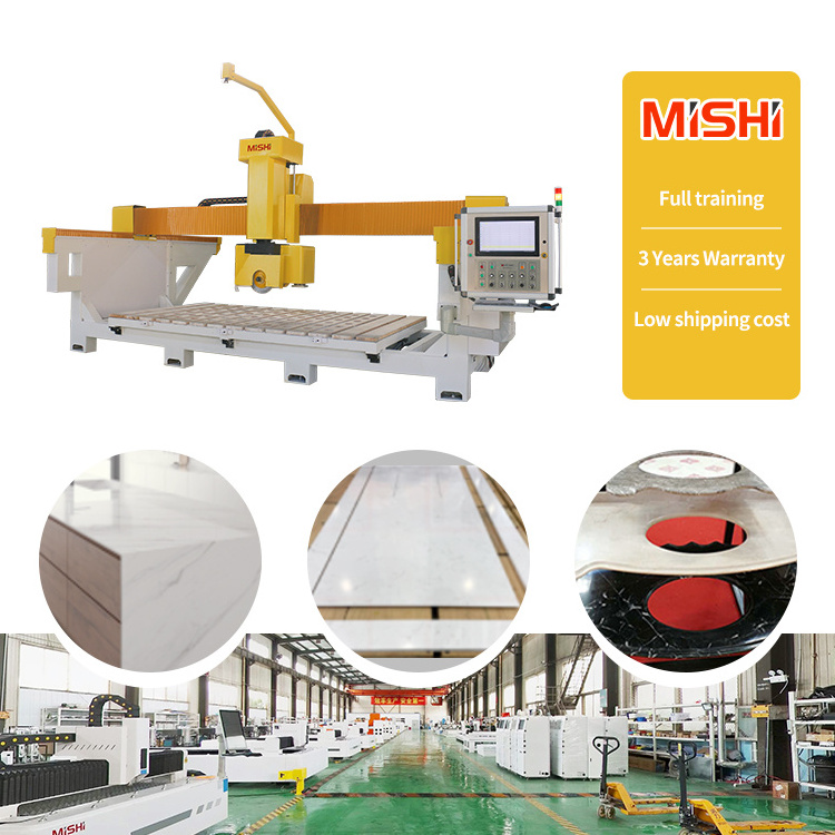 MISHI 5 Axis 45 Degree Chamfer Automatic Marble Granite Stone Cutting Granite Bridge Saw Machine for Cutting Slabs