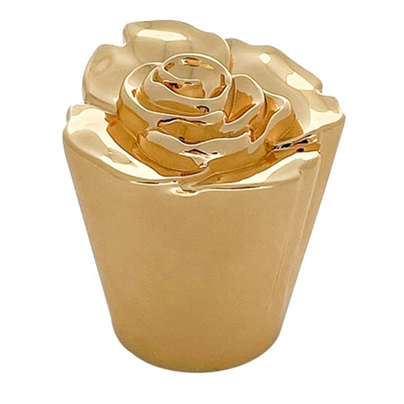 High Level Rose Gold Luxurious zamac perfume flower cap For Standard Perfume Bottle