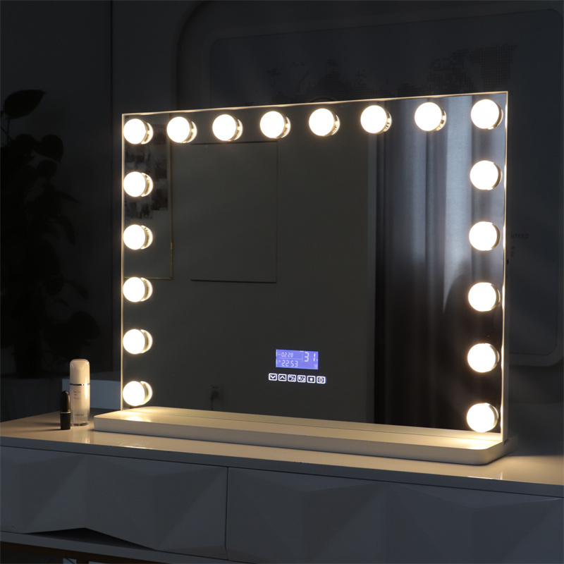 Custom size Led 15/18 Bulbs Touch Sensor Switch Dimmable Makeup Hollywood Vanity Mirror With Led Light USB charging socket