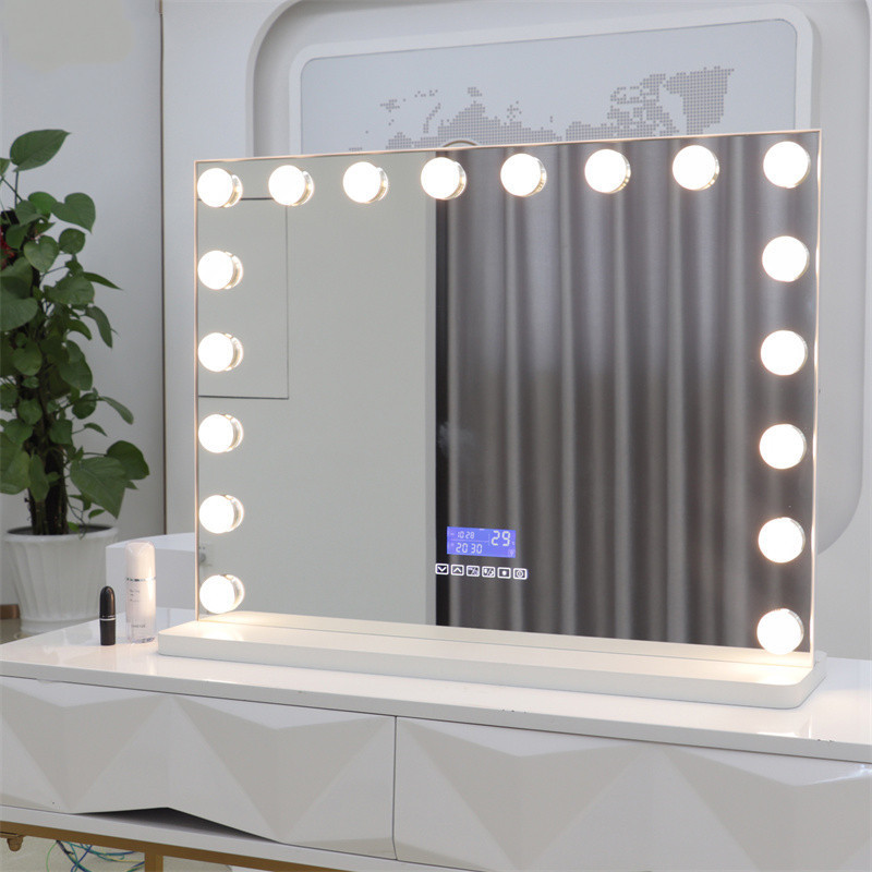 Custom size Led 15/18 Bulbs Touch Sensor Switch Dimmable Makeup Hollywood Vanity Mirror With Led Light USB charging socket