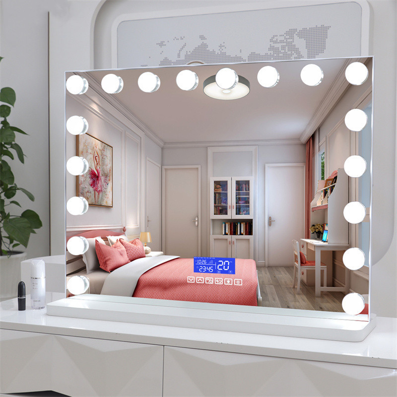 Custom size Led 15/18 Bulbs Touch Sensor Switch Dimmable Makeup Hollywood Vanity Mirror With Led Light USB charging socket