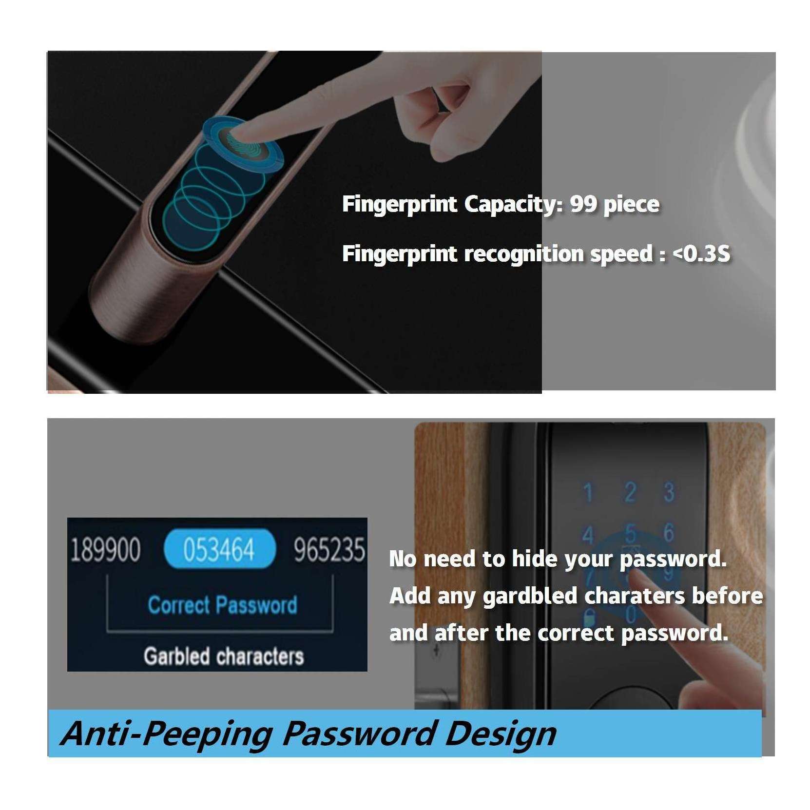 Fingerprint Locks Finger Touch Screen electronic Handle Home Locker Apartment TTlock Smart front office Door Lock