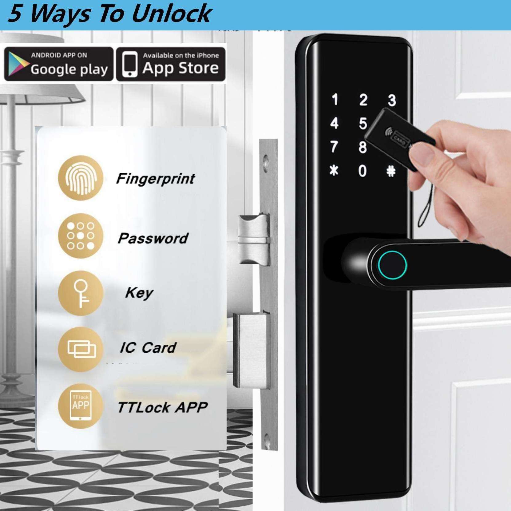 Fingerprint Locks Finger Touch Screen electronic Handle Home Locker Apartment TTlock Smart front office Door Lock