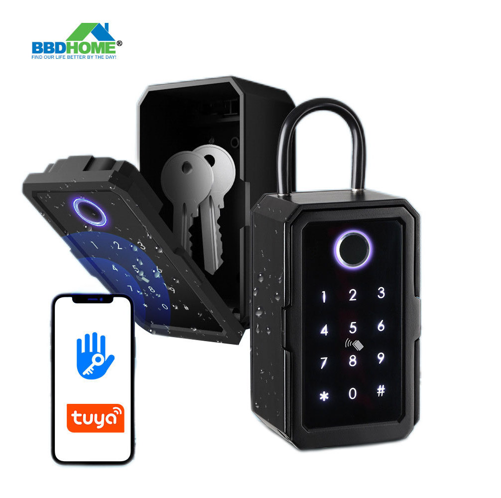 BBDHOME Tuya Wifi Safe Stainless Steel  Fingerprint  Card Password Lock Home Smart Key Box