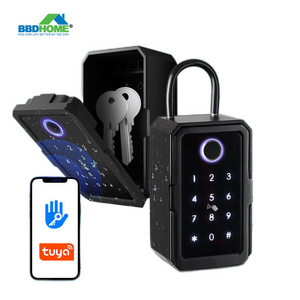 BBDHOME Tuya Wifi Safe Stainless Steel  Fingerprint  Card Password Lock Home Smart Key Box