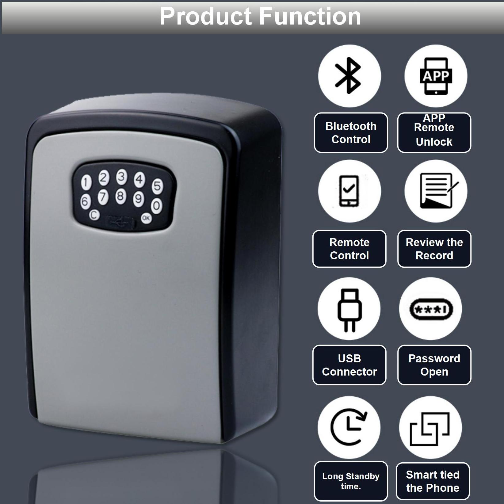 Fast delivery Wall Mounted portable safe Storage Hide secure security lock  digital code app control smart key box