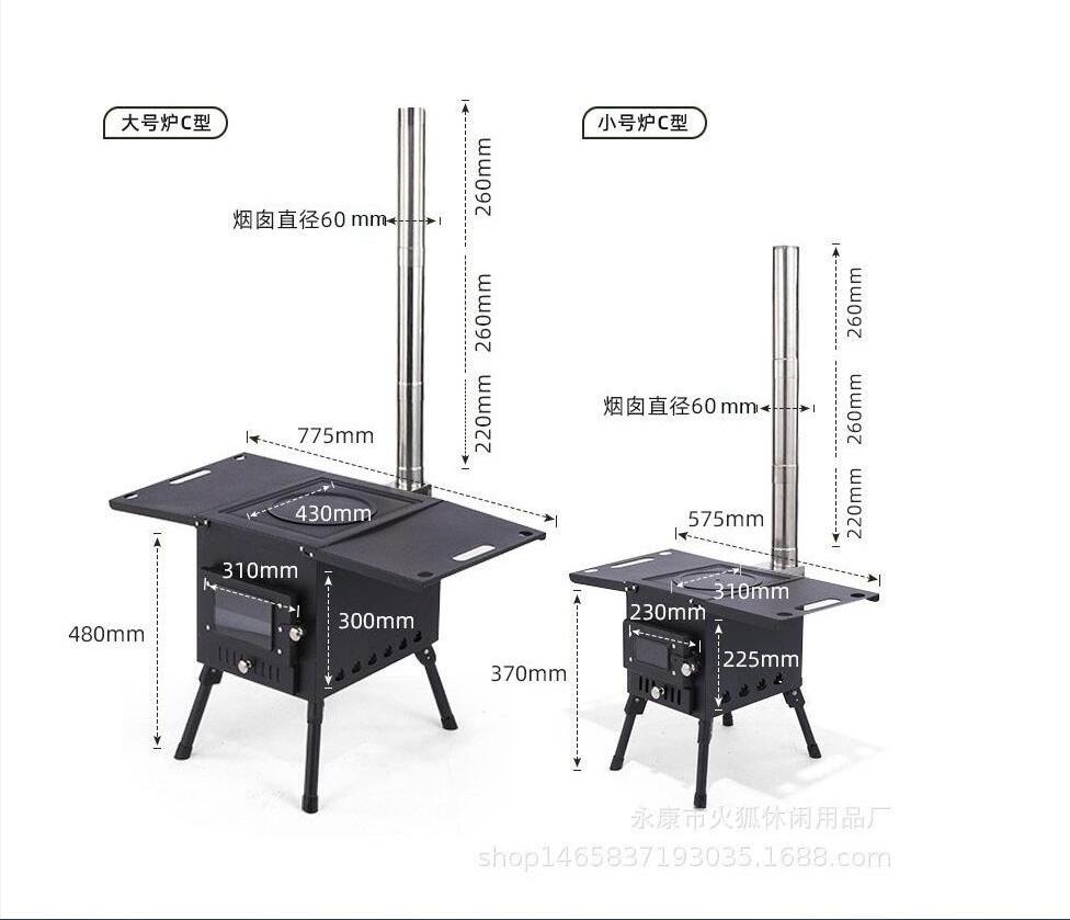 Taruor Portable Foldable Wood Burning Stove Camp Tent Stove with Chimney Pipe for Tent Shelter Heating Cooking