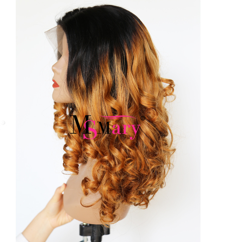 Ms Mary Highlight 12A Magical Curl Cuticle Aligned Super Double Drawn Human Hair Lace Front Wig